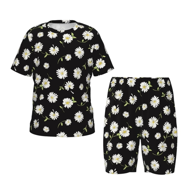 Balery Daisies Flowers Conjunto de Pijama Infantil de Manga Corta con Estampado – Ropa de Dormir de Algodón Suave-XX-Large