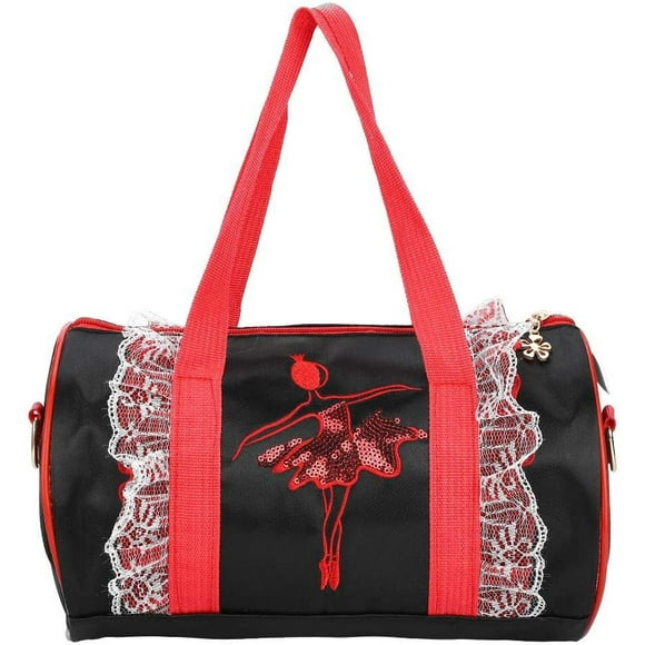 Ballet Bag Ballet Princess Dance Bag Ballet Latin Dance Bag Handbag Shoulder Bag Crossbody Bag with Lace for Ballerina Dancer Girls (Black Short Gauze)