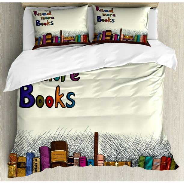 Book Duvet Cover Set Read More Books Quote Printed On Sketch