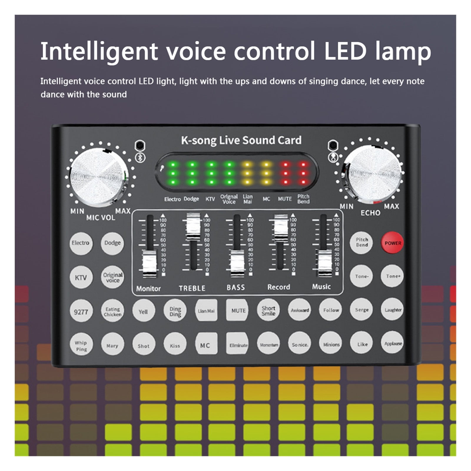 F9 Mobile Phone Microphone Live Sound Card 18 Sound Headset USB External Audio Interface Sound Card With For PC Phone ,Easy to Operate