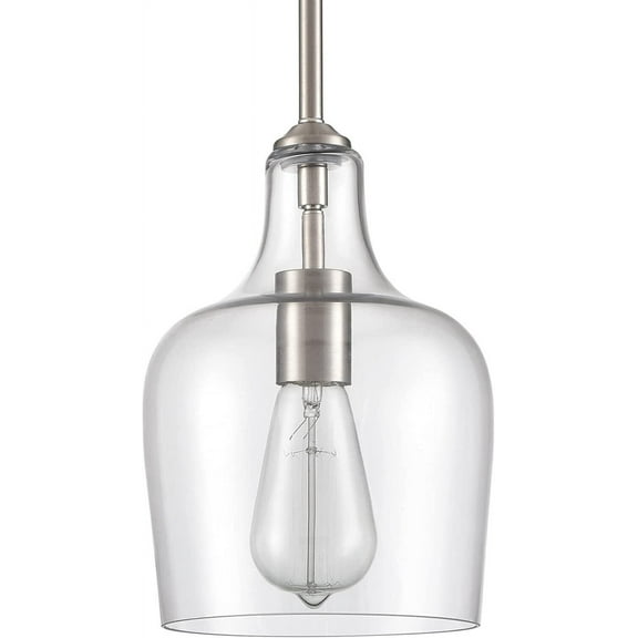 Claxy Brushed Nickel Pendant Light with Dome Clear Glass Shade