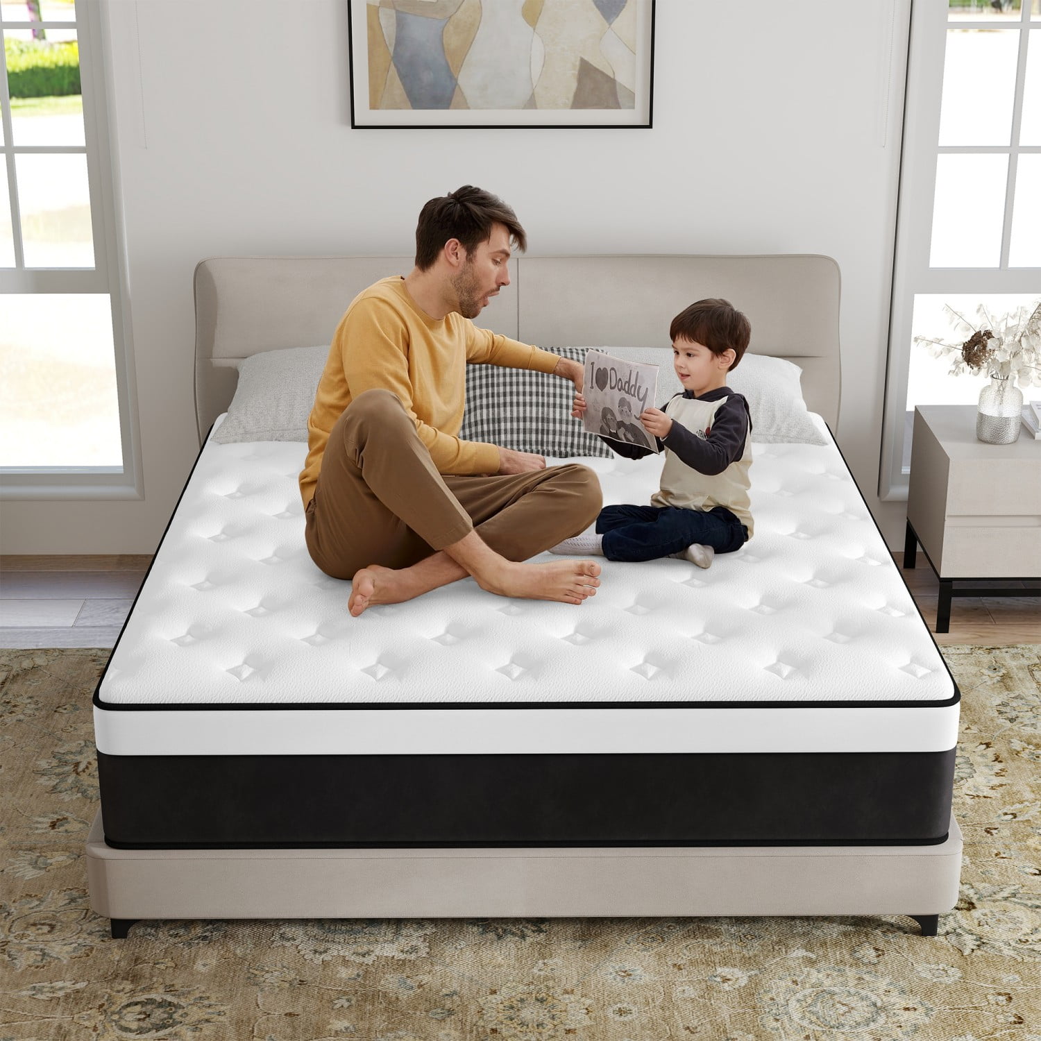 AMENDPATURE 12" Full Size Hybrid Mattress,Gel Infused Memory Foam and Pocket Spring in a Box,Medium，Adult