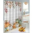 thumbnail image 5 of Thanksgiving Fall Shower Curtain, Sage Green Grey Pumpkins Waterproof Polyester Fabric Fall Bathtub Curtains, Weeping Eucalyptus Leaves Autumn Bathroom Decor Set with Hooks 72 x 72 Inches, 5 of 6