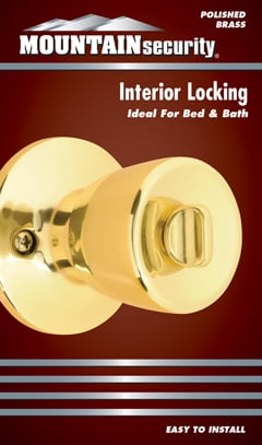 Mountain Security Privacy Doorknob, Tulip, Polished Brass Finish