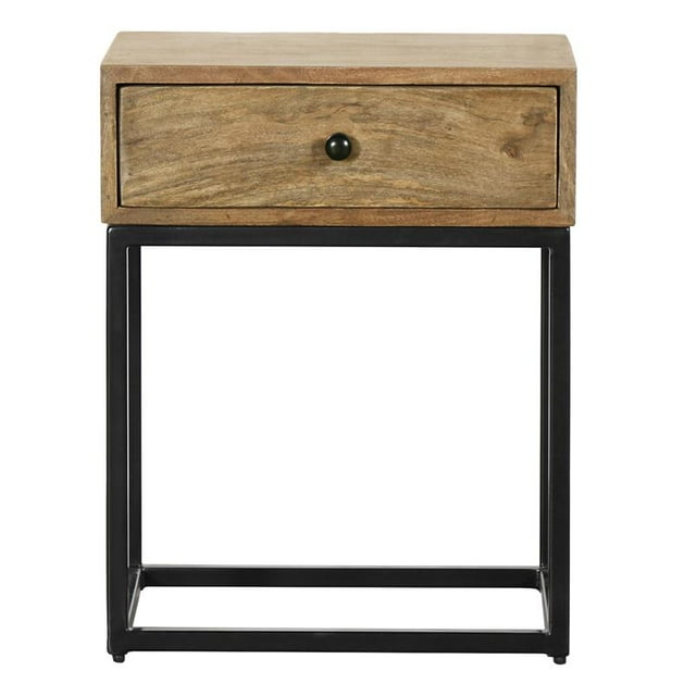 Home Fare Farmhouse Industrial Iron Base Side Table In Brown