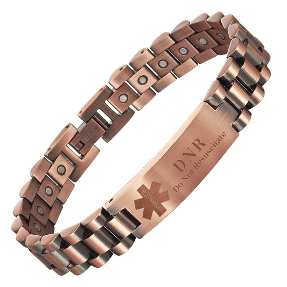 Metaljc Magnetic Stainless Steel Medical Alert ID Bracelet for Men, Engraving DNR(Do Not Resuscitate)