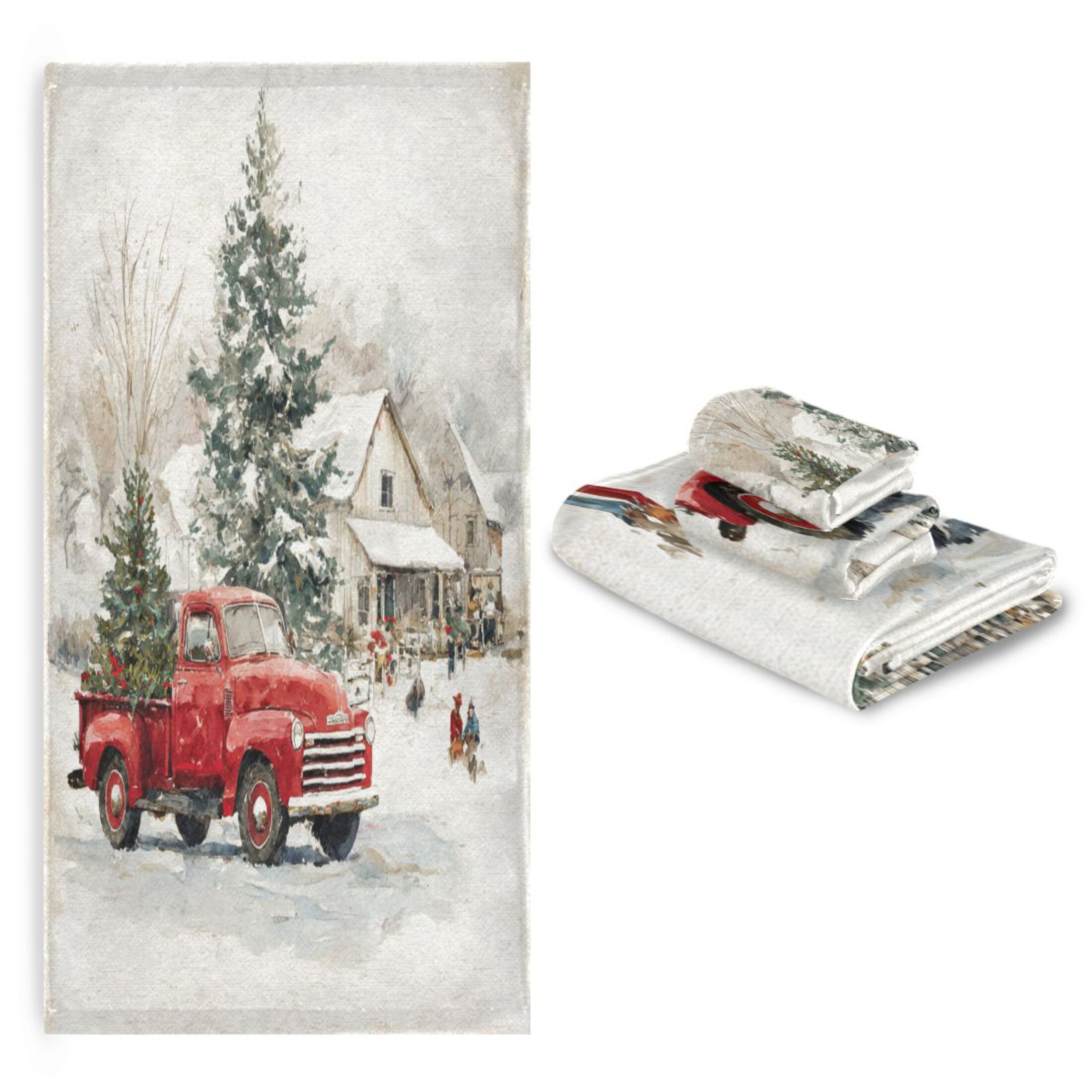 3 Piece Bath Towels Set Bath Towel, Hand Towel and Face Towel for Bathroom, Gym, Hotel Truck with Christmas Decorations