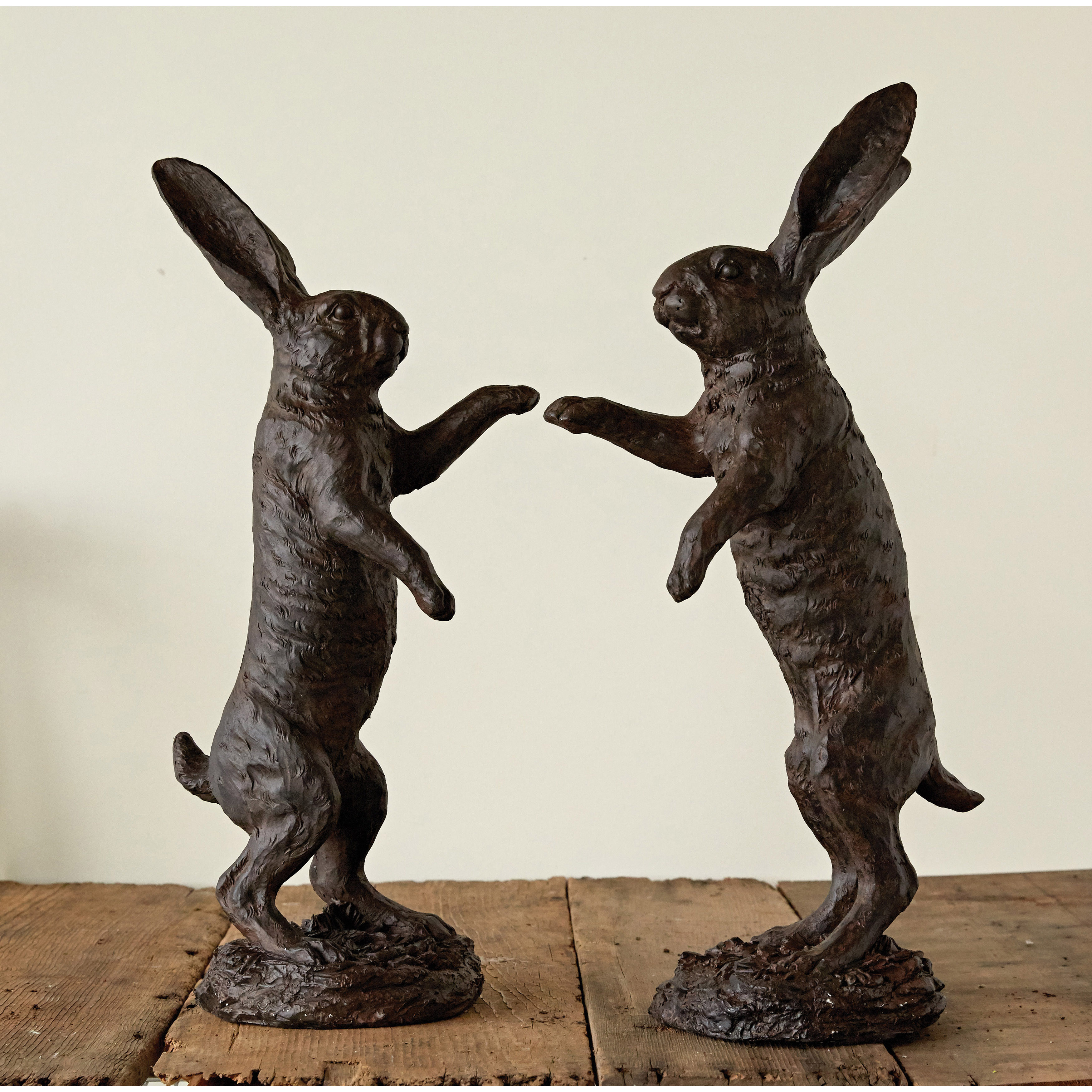 Creative Co-Op Magnesia Standing Rabbits with Bronze Finish (Set of 2 Styles)
