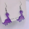 thumbnail image 4 of Cute Purple Dinosaur Earrings Translucent Acrylic Jell-O Cartoon Brachiosaurus, 4 of 5