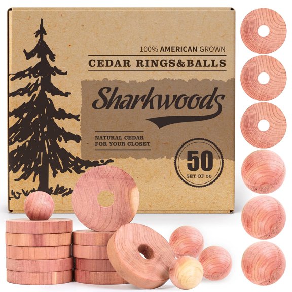 Bloques de cedro para guardar ropa SHARKWOODS, paquete de 50