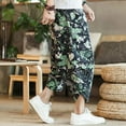 thumbnail image 4 of HOWPAY Men's Swim Trunks Quick Dry Hawaiian Print Swimsuits Elastic Waist Drawstring Breathable Loose Fit Summer Casual Swimwear Green L, 4 of 5