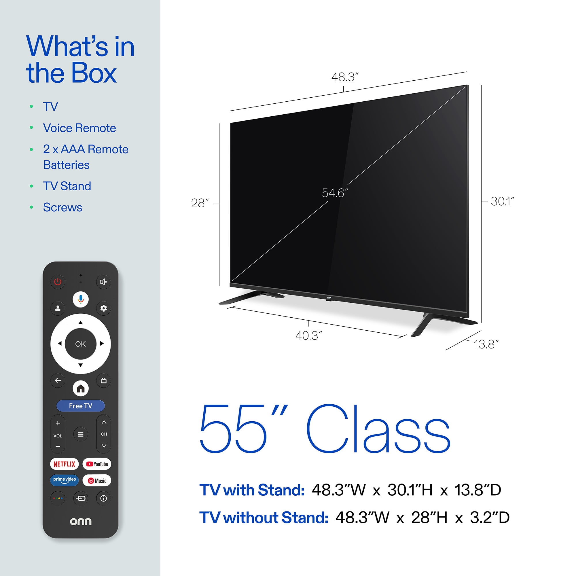 onn 55 in Mini-LED QLED 4K UHD Smart Google TV, 55SMQP4GSB1