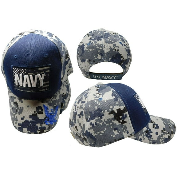 NEW! US NAVY USN USA FLAG STAR BALL CAP HAT ACU NAVY CAMO LICENSED