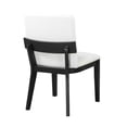 thumbnail image 3 of Modern Black-Finish Wood & White Glossy PU Leather Upholstered Dining Chairs Set of 2, 3 of 6