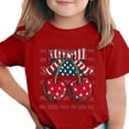 thumbnail image 2 of Amidoa Girls Short Sleeve Graphic Summer Crewneck Independence Day T Shirts Casual Kids Tops Red Size 140, 2 of 6