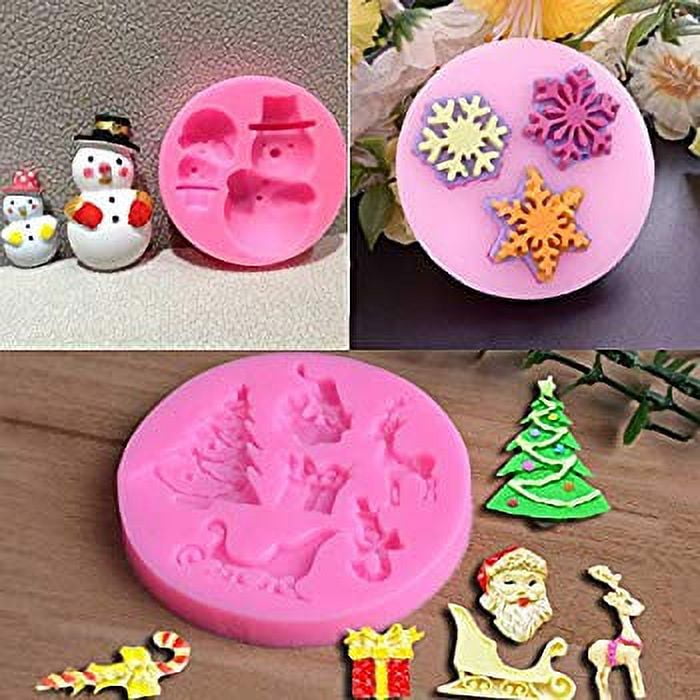 Twinkseal Silicone Baking Mat 2pcs Mini Christmas Cookie Molds Reusable  Non-stick Silicone Baking Mold for Home Santa Claus Elk Shape 