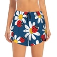 thumbnail image 3 of Uemuo Daisies With Ladybugs Pattern Women's Athletic Shorts High Waisted Running Shorts with Liner Pockets Gym Elastic Workout Shorts-Small, 3 of 9