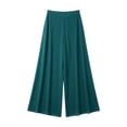 thumbnail image 3 of ClodeEU Women's High Waisted Wide Leg Chiffon Pants,Casual Flowy Loose Fit Trouser Green,Womens Plus L, 3 of 5