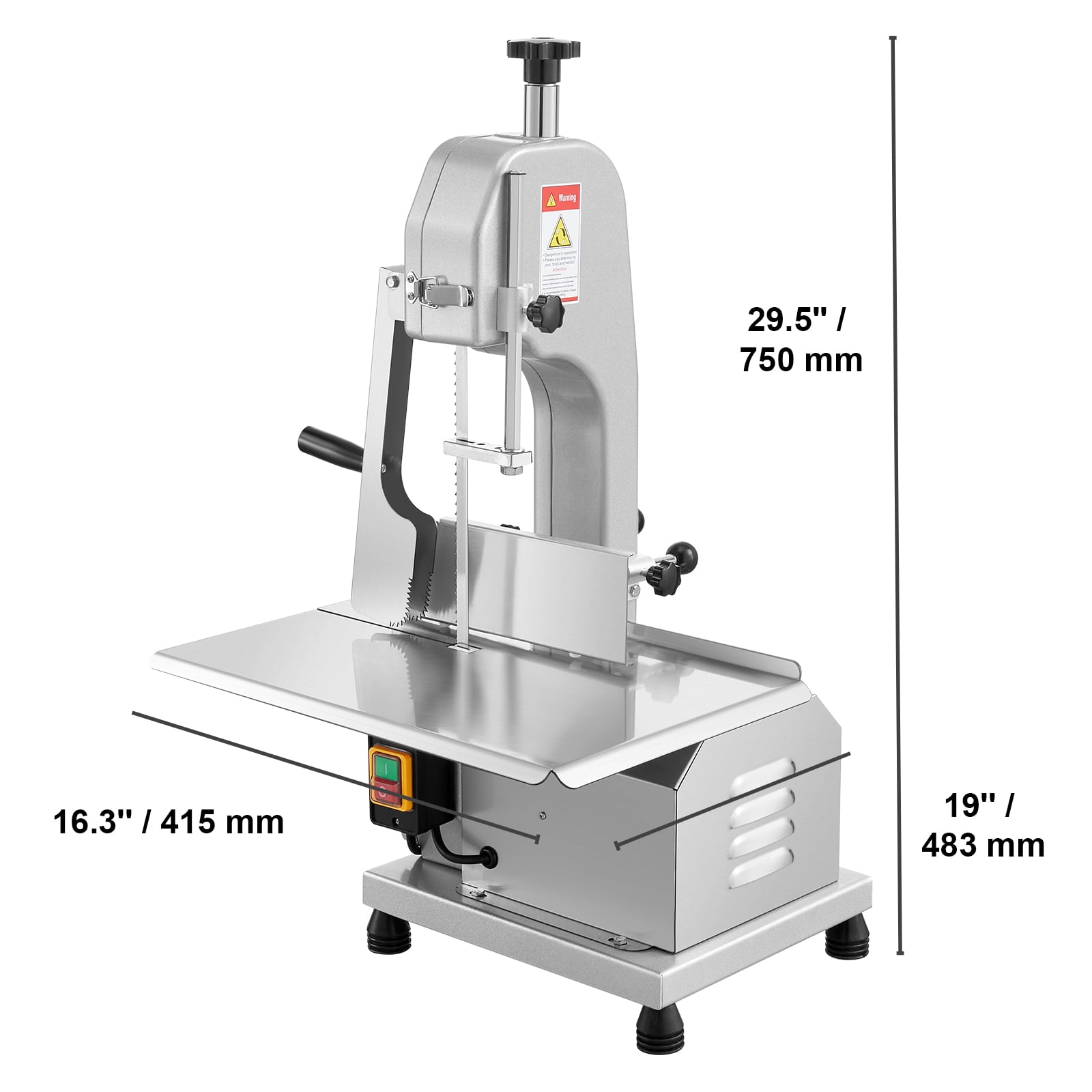 VEVOR Commercial Electric Meat Bandsaw, 650W Stainless Steel Countertop Meat Sawing Machine, Workbench 12.4" x 18.1", 4.33 Inch Max Cutting Thickness, Frozen Fish Cutter for Rib Pork Beef
