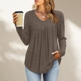 thumbnail image 4 of Womens Blouses Casual, Comdrip Women's Casual Long Sleeved Shirt with Brushed and Pleated Fashion T Shirt Long Sleeve Work Tops for Women Brown S, 4 of 6
