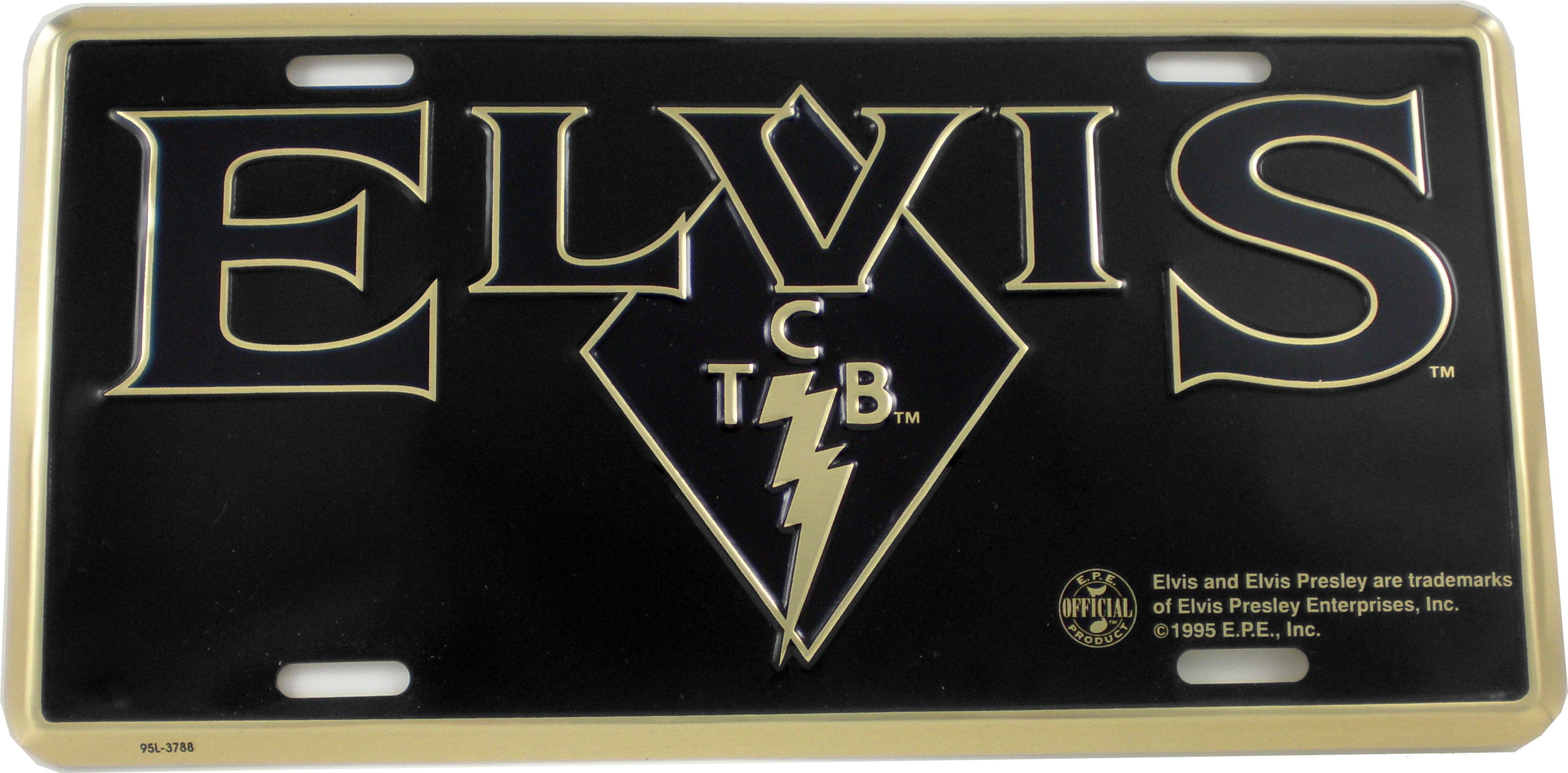 Elvis-Presley-TCB-Logo-Car-Tag-Metal-License-Plate-[Gold-...