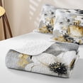 thumbnail image 4 of Castle Fairy Watercolor Abstract Flowers Print Quilt Full,Perfume Floral Pattern Full Bedspread Sets,Gold White, 4 of 7