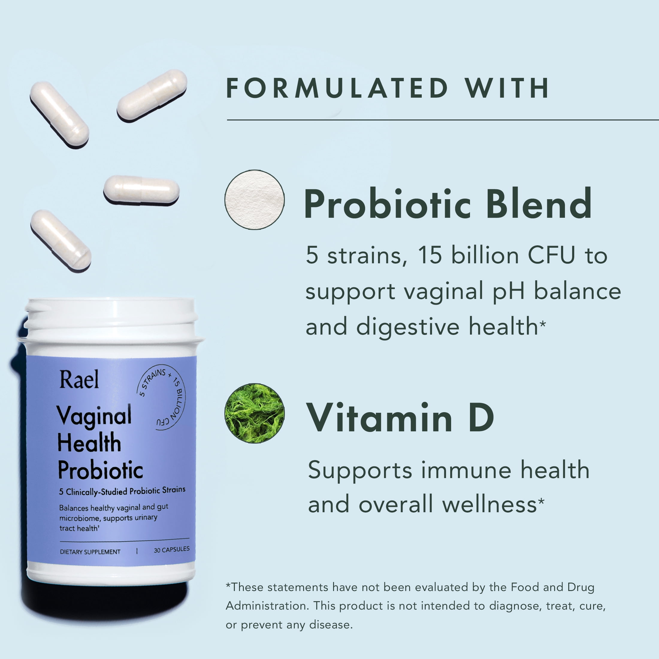 Rael Vaginal Health Probiotic Supplement, 30 Capsules
