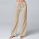 thumbnail image 1 of Pantalones Finos Pantalones casuales de mujer Pantalones con cordón de cintura alta Suave Longitud total Primavera Verano Cgtredaw Caqui S para Mujer, 1 of 1
