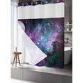 thumbnail image 3 of No Hook Shower Curtain with Snap-in Liner, Purple Ombre Starry Night Waterproof Fabric Bathroom Curtains, Modern Abstract Art Bath Curtains & Mesh Top Window 72"x78" Long, 3 of 9