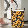 thumbnail image 4 of Lsque Navy Blue Plaid Sunflower pattern Laundry Hamper Basket, Tall Woven Rope Hamper Basket for Clothes, Lightweight Storage Basket, Collapsible Waterproof-Medium, 4 of 8