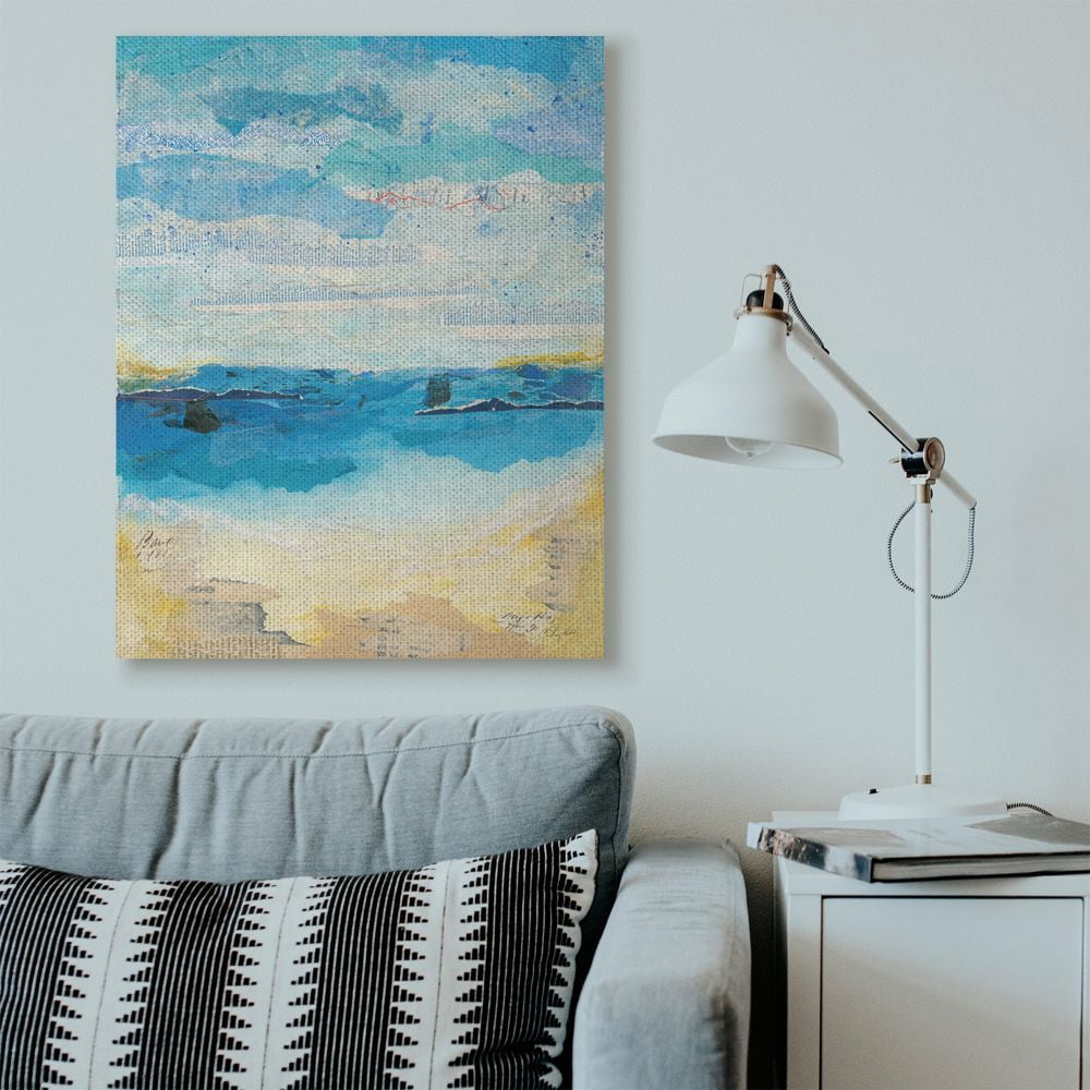 Stupell Industries Abstract Beach Coast Ocean Blue Collage Design Super Canvas Wall Art by Courtney Prahl