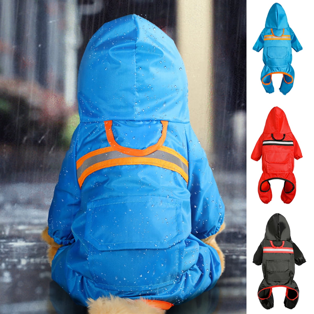 Neinkie Dog Raincoat - Reflective Dog Rain Coat with Hoodie, Waterproof Adjustable Lightweight Dog Rain Jacket Poncho Slicker for Small Medium and Large Dogs