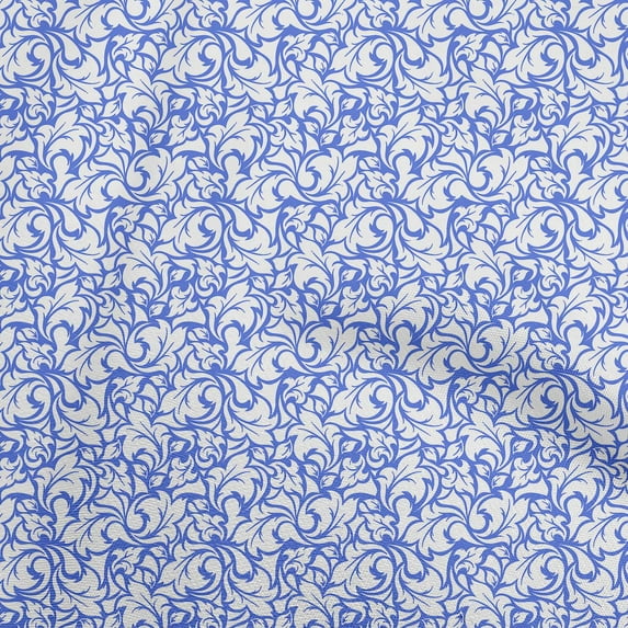 oneOone Velvet White & Blue Fabric Florals Quilting Supplies Print Sewing Fabric By The Yard 58 Inch Wide-CQ