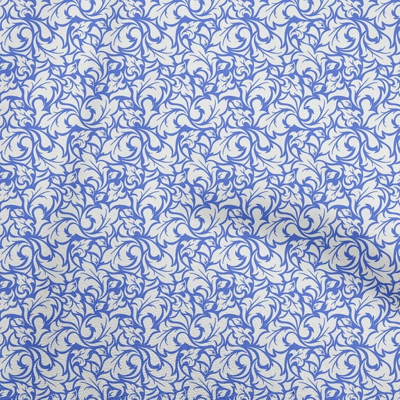 oneOone Cotton Flex White & Blue Fabric Florals Quilting Supplies Print Sewing Fabric By The Yard 40 Inch Wide-TG