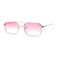 thumbnail image 3 of Mens Old School Double Bridge Narrow Rectangle Metal Rim Sunglasses Silver Pink, 3 of 4