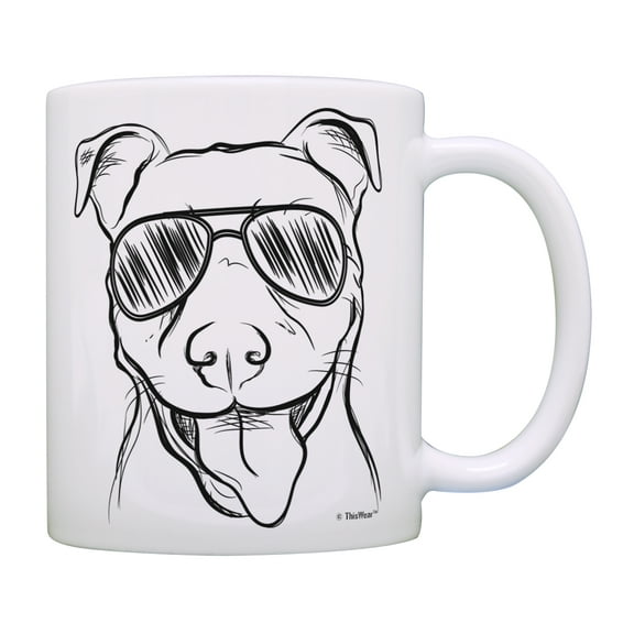 ThisWear Pitbull Cup Pitbull Wearing Sunglasses Dog Lovers Gifts Dog Owner Gifts Coffee Mug