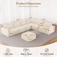 thumbnail image 2 of Neche 143.7" Oversized Boneless Couch, Modern 7 Seater Modular Sectional Sofa with Deep Seat, Convertible Chenille Cloud Couches for Living Room, No Assembly Required, Beige, 2 of 8