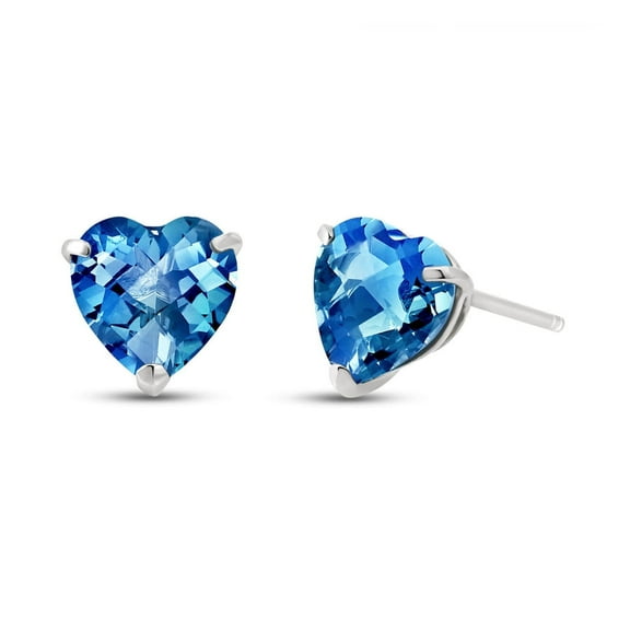 18k White Gold 1 Ct Heart Cut Blue Topaz Stud Earrings Plated by Paris Jewelry