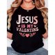 thumbnail image 1 of Camiseta para mujer verano cuello redondoWomen'S T-Shirt, "JESUS IS MY VALENTINE" Print, Retro Minimalist Fashion, Round Neck, Casual Comfort, Sports Short Sleeve T-ShirtFather's Day, Mother's Day,, 1 of 7