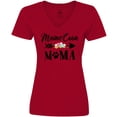 thumbnail image 3 of Inktastic Maine Coon Mama with Flowers and Arrow Women's V-Neck T-Shirt, 3 of 5