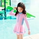 thumbnail image 1 of Traje de baño para niños, traje de baño de manga larga para niñas, traje de baño de estilo occidental lindo siamés de princesa coreana para niños grandes, 1 of 6