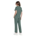 thumbnail image 7 of HKYNLAG Scrub Sets for Woman Solid Color V-Neck Short Sleeve Long Pants Nurse Uniform with Pock Green M, 7 of 7