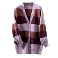 thumbnail image 2 of Weikingp Sweaters for Women,Cardigan European and American Solid Color Mid Length Coarse Sweater Sweater Women Winter Coats for Women Cardigan Sweaters for Women Clearance Purple L, 2 of 5