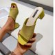 thumbnail image 4 of Amzcrzy Zapatos de mujer,Zapatos de mujer,Zapatillas de mujer, Sandalias de tacón grueso acanaladas para mujer, elegantes sandalias tipo mule de tela blanca. Sandalias Mujer Zapatillas De Casa, 4 of 6