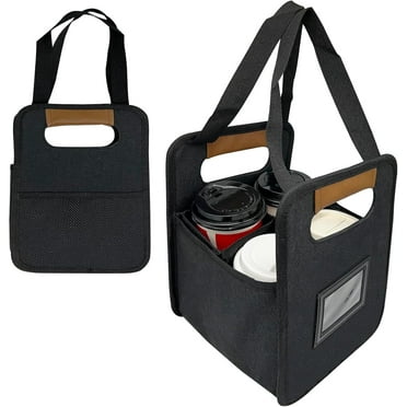 Portable Drink Carrier with 4 Cup Holder, Reusable Insulated Coffee Cup Carrier with Handle for Delivery, Foldable Drink Caddy for Hot & Cold Drinks