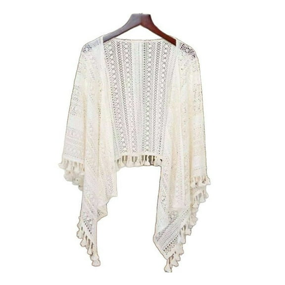 Crochet Cotton Fringed Shrug Shawl Wrap for Women Various Occasion and Outfit