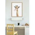 thumbnail image 5 of Kate and Laurel Sylvie Bubble Gum Giraffe Framed Canvas Wall Art by Amy Peterson Art Studio, 18x24 Natural, Cute Whimsical Animal Art for Wall, 5 of 6