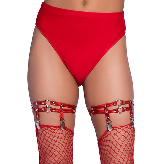 Leg Avenue Women's Dual Strap Iridescent Studded Thigh High Garter Suspender