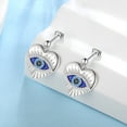 thumbnail image 2 of Jewmon Evil Eye Earrings for Women 925 Sterling Silver Enamel Blue Third Eye Heart Dangle Earrings Stud Christmas Jewelry Gifts for Mom Wife, 2 of 8