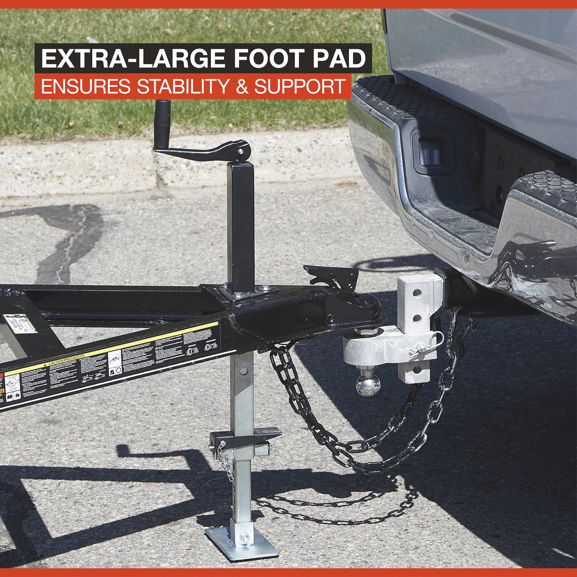 Ultra-Tow XTP Fast-Action Square Tube Trailer Jack, 2000-Lb., Topwind, A-Frame Mount, Bolt-On
